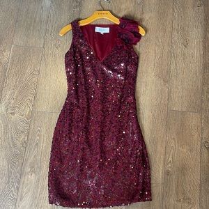 Bartley Mischa wine sequin dress